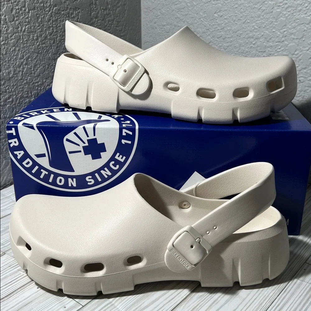 Birkenstock Birki Flow‎ EVA Clogs slip on sandals eggshell white EU 44 men’s 11